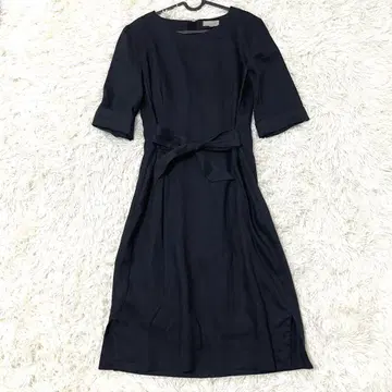 마가렛 호웰 린넨 100% 원피스 리본 반팔 네이비 S