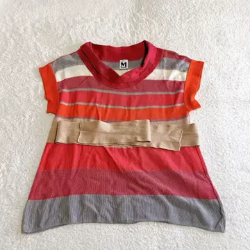 MISSONI 리본 반팔 상의 보더 무늬 온워드 카시야마