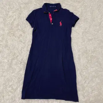 RALPH LAUREN 빅 포니 자수 폴로 원피스 38 네이비