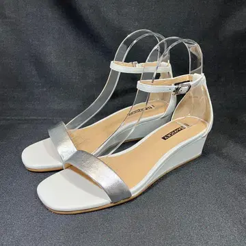 새상품 LISA VICKY 천연 가죽 웨지 힐 샌들 25.5cm 가죽