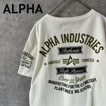 ALPHA INDUSTRIES 티셔츠 반팔 헤링본 L 사이즈 화이트