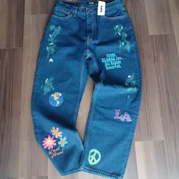 엑스라지 자수 데님 팬츠 사이즈 34 FLOWER X LARGE