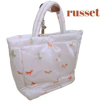러셋 russet MUKU 핸드백 토트백 말 패턴 아이보리