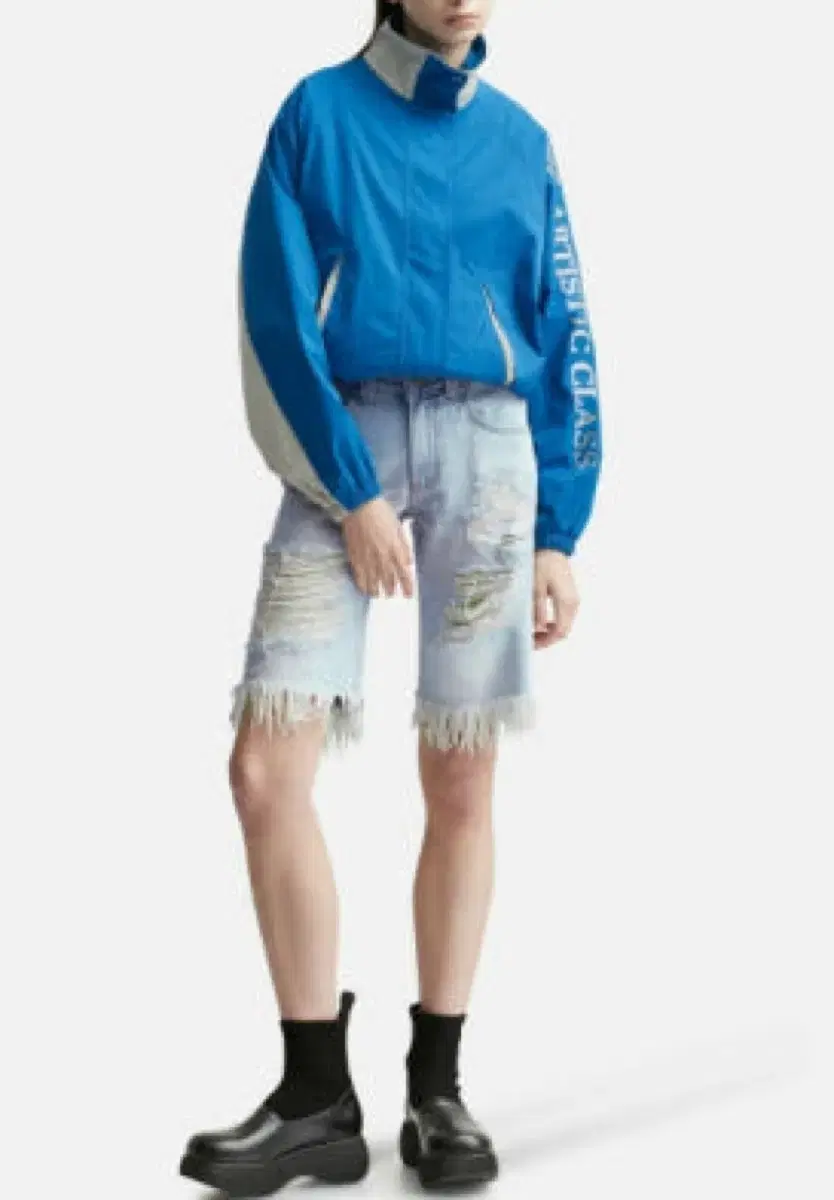 Theopen Product Distressed Light Blue Denim Shorts 2