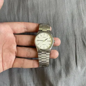 80s SEIKO Chronos 쿼츠 손목시계 화이트 다이얼