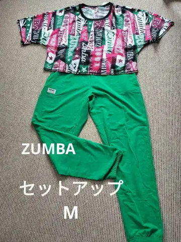 ZUMBA 크롭 탑과 그린 팬츠 셋업 남녀 공용 여성용 남성용 M