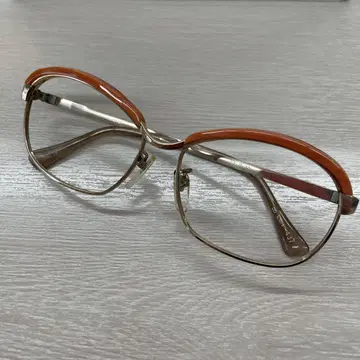 LICHT 오렌지 프레임 브로우 라인 안경 빈티지