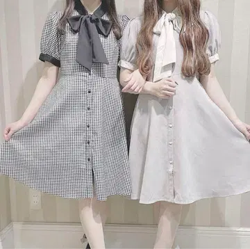 evelyn 깅엄 원피스 양산형