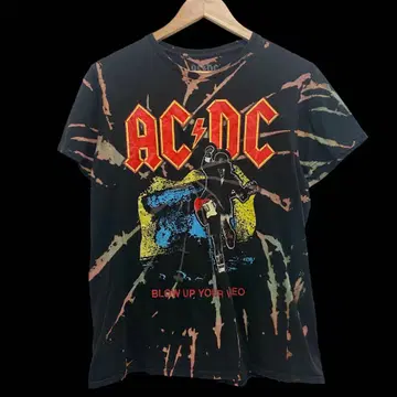ACDC 밴드 티셔츠 블랙 타이다이 반팔 S