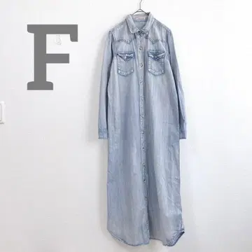 로즈버드 데님 셔츠 롱 원피스 맥시 길이 얇은 소재 긴팔 F 세련된