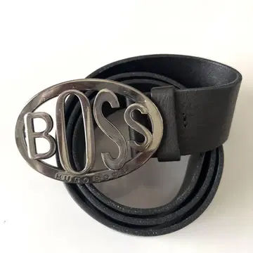 HUGO BOSS 휴고 보스 두꺼운 원단 가죽 벨트 블랙 검정 로고 버클