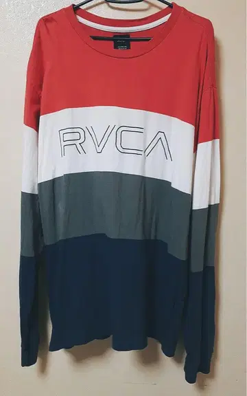 RVCA 긴팔 티셔츠 XL 레드/네이비 여름 롱티 남성용 셔츠