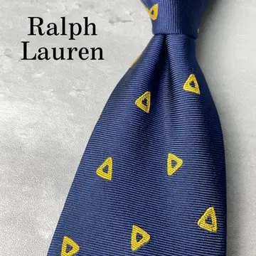 새상품급 Ralph Lauren 삼각형 코몬 무늬 넥타이 네이비 골드