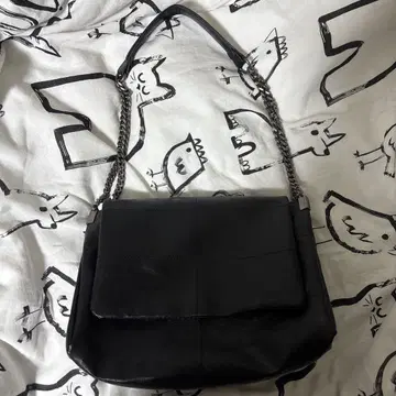블랙 가죽 숄더백 중형 ZARA