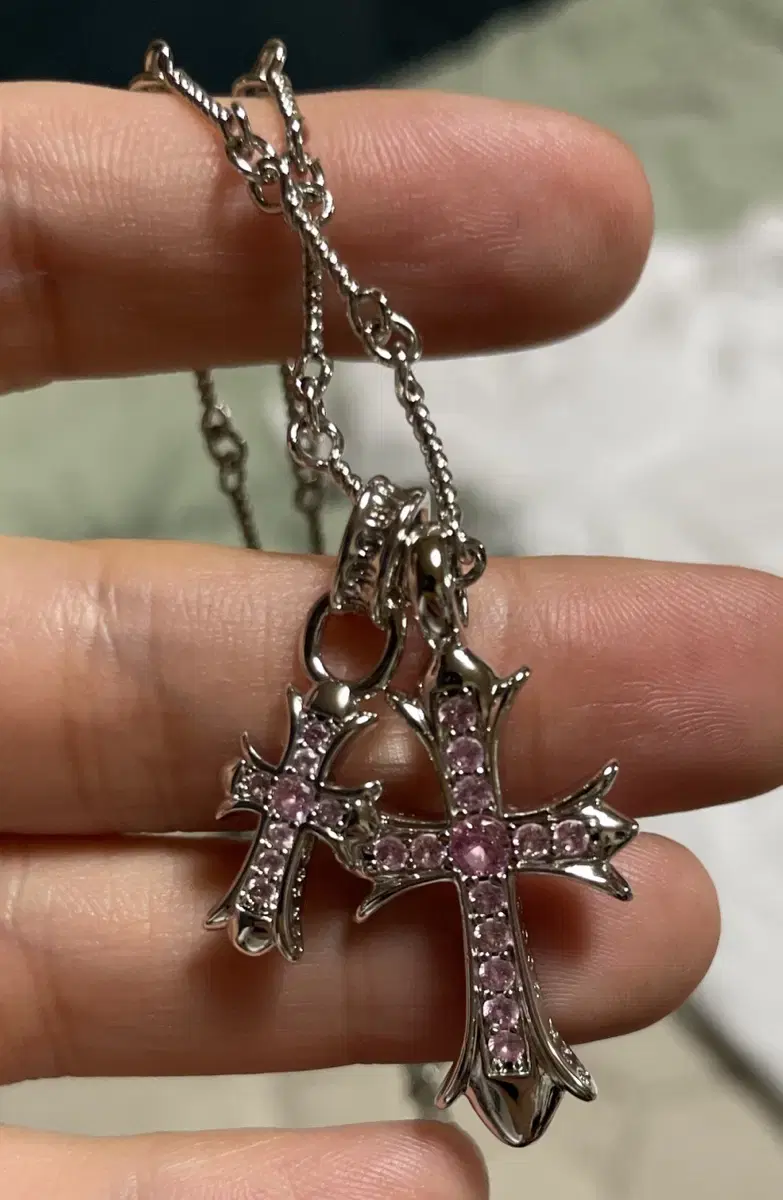 Silver Surgical Chrome Style Cross Necklace