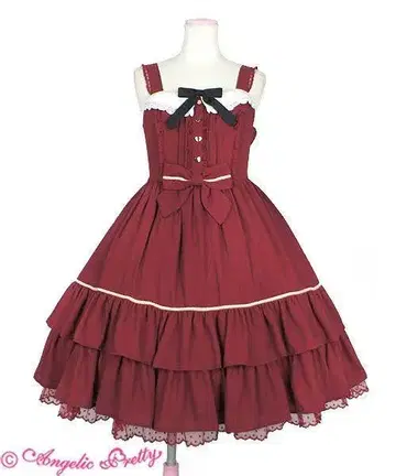Angelic Pretty Raffine 점퍼 스커트 와인
