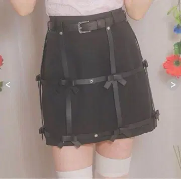 버블 리본 하네스 스커트 스커트 미니 블랙 검정
