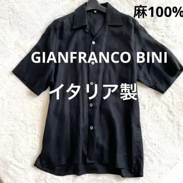 GIANFRANCO BINI 이탈리아제 셔츠 블랙 빈티지 린넨 100
