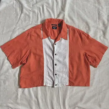 00s Y2K 짧은 기장 린넨 오픈 카라 셔츠 haggar 2XL