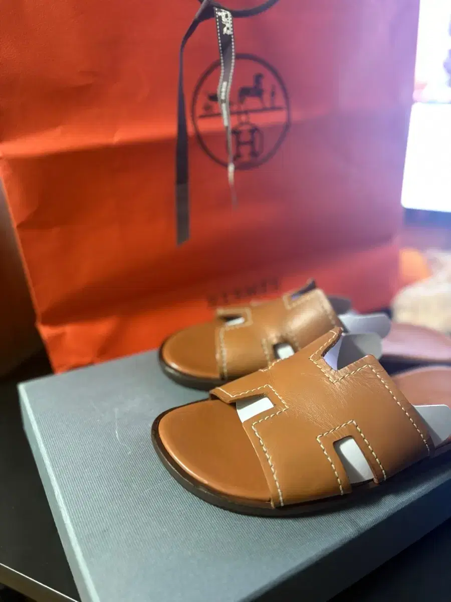 Hermes Oran Sandals Brown 43