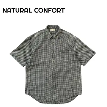 NATURAL CONFORT 90s~ 시어서커 체크 셔츠 반팔