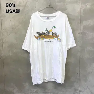 90's USA제 CRAZY SHIRTS 크리반 캣 티셔츠 하와이