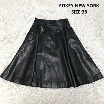 FOXEY NEW YORK 재즈 스윙 에코 가죽 플레어 스커트 38