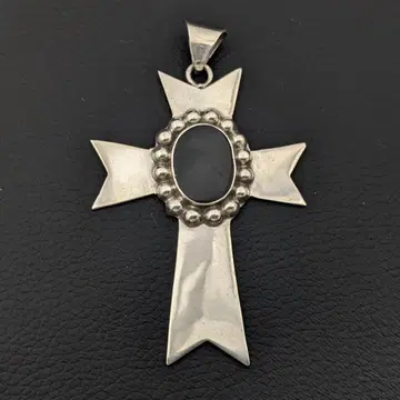 빈티지 멕시코 실버 925 오닉스 크로스 펜던트 17g