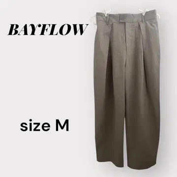 BAYFLOW 스트라이프 배럴 팬츠 M 새상품급 슬랙스 베이지 턱