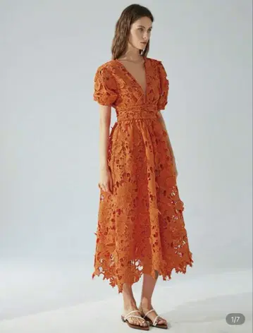 SHEIN 완판 오렌지 레이스 포멀 원피스