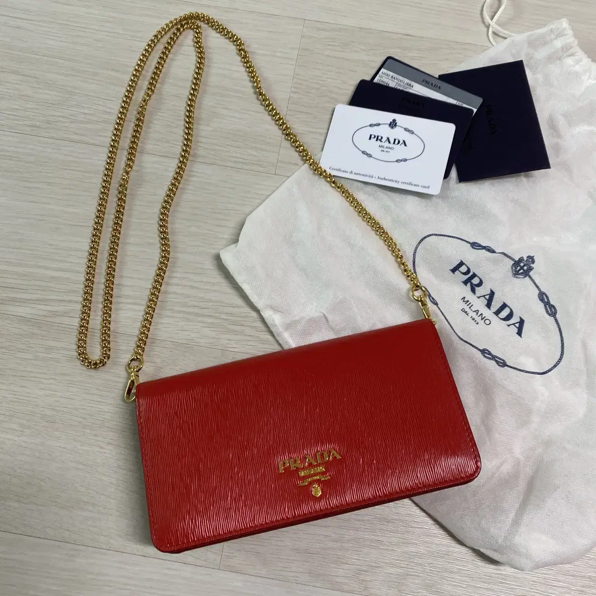 Authentic Prada Red Mini Chain Crossbody Bag Prada Bag