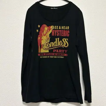 HYSTERIC GLAMOUR 로고 롱T 긴팔 U넥 블랙 검정