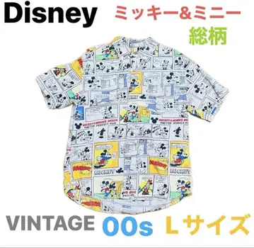 디즈니 미키 미니 마우스 올 패턴 빈티지 셔츠 L 사이즈 00s 90s