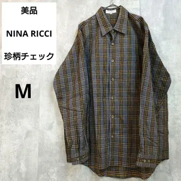 (새상품급) [NINA RICCI] 체크 무늬 긴팔 셔츠 M 사이즈