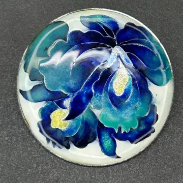 새상품급 대형 은장 칠보 세공 카트레아 블루 브로치 및 펜던트 탑