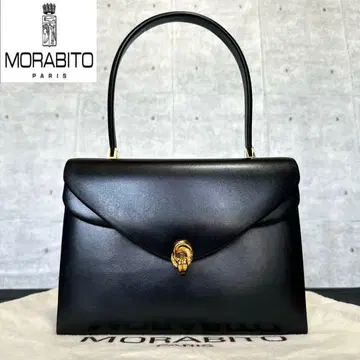 MORABITO 모라비토 BLACK 카프 가죽 골드 금장 장식 핸드백