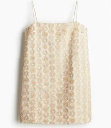 H&M 신상 플라워 자수 린넨 블렌드 미니 원피스 S 새상품