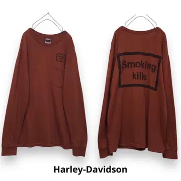 할리데이비슨 Smoking kills 가슴 포켓 롱 T