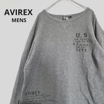 AVIREX 아비렉스 롱 T 셔츠 긴팔 그레이 와플 남성용 L