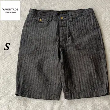 A Vontade 헤링본 하프 팬츠 S 일본제 린넨 혼방