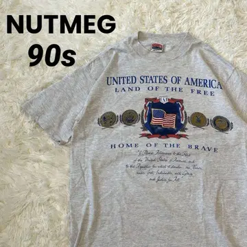 NUTMEG 너트메그 USA제 티셔츠 그레이 별무늬 싱글 스티치 L