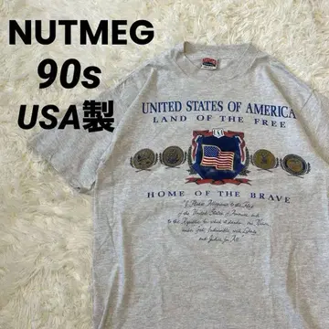 NUTMEG 너트메그 USA제 티셔츠 그레이 별무늬 싱글 스티치 L