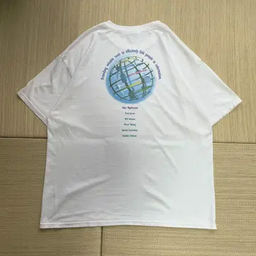 90s 기업 티셔츠 지구 모티브 백 프린트 티셔츠 XL