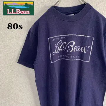 80s 엘엘빈 hanes 티셔츠 필기체 박스 로고 퍼플네이비