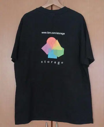 USA 구제 의류 USED IBM 기업 로고 블랙 검정 티셔츠 XL 미국