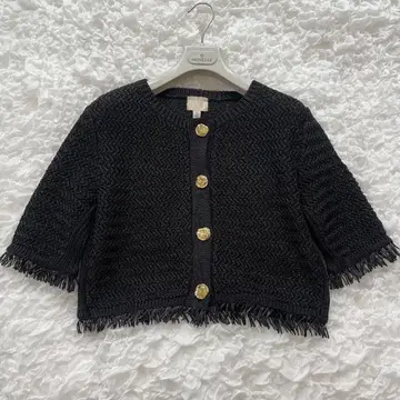 H&M 블랙 프린지 가디건 반팔