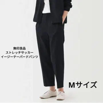 무인양품 스트레치 축구 이지 테이퍼드 팬츠 여성 M 네이비
