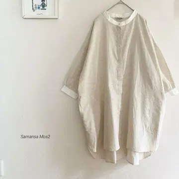 Samansa Mos2 코튼 린넨 루즈핏 원피스 베이지 9322