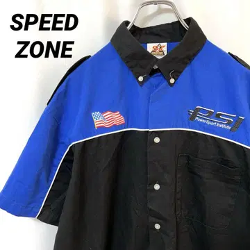 N-4343 SPEED ZONE 워크 셔츠 반팔 셔츠 레이싱 L 자수