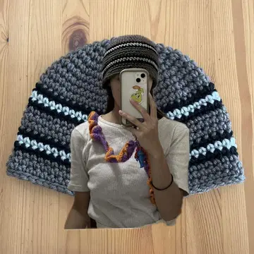 크로셰 모자 크러셔 모자 비니 핸드메이드 그레이